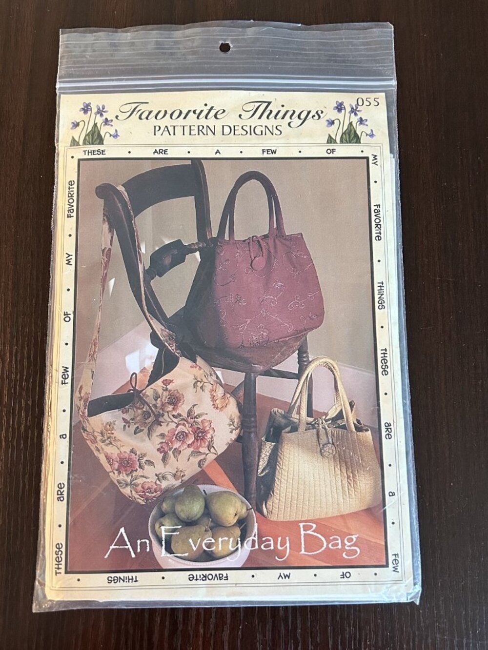 Favorite Things “An Everyday Bag”(Size: H-11”, W-14”, D-6”) Sewing Pattern Uncut
